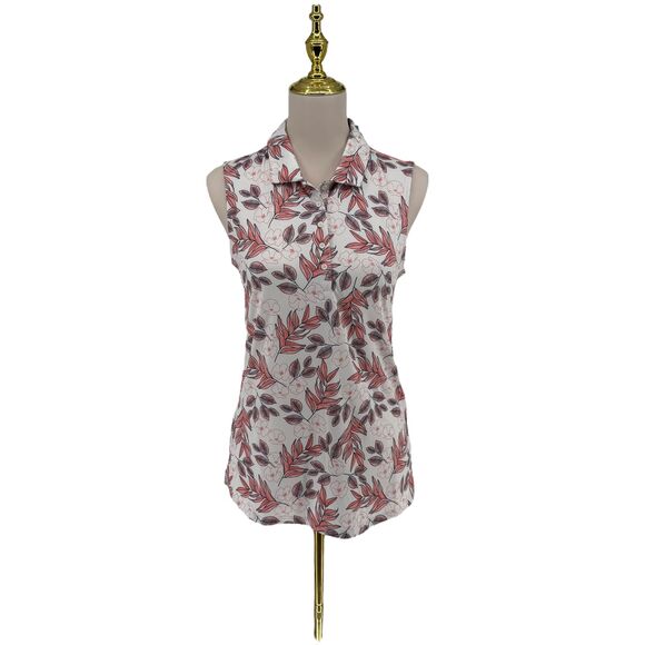 PUMA Cloudspun Golf Polo Shirt Women’s SMALL Flora Sleeveless White Pink 535514 - Picture 3 of 14